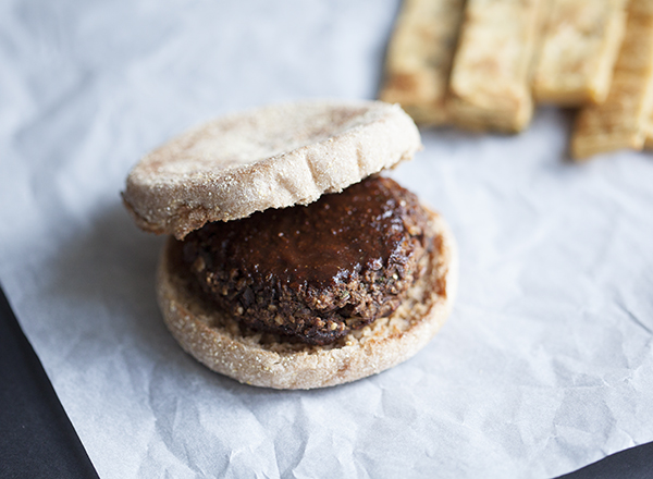 Lentil Tamarind Barbecue Burgers with Chickpea Fries 