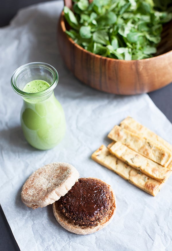 Lentil Tamarind Barbecue Burgers with Chickpea Fries 