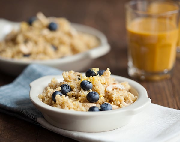 Lemon Scented Quinoa and Millet Breakfast with Blueberries