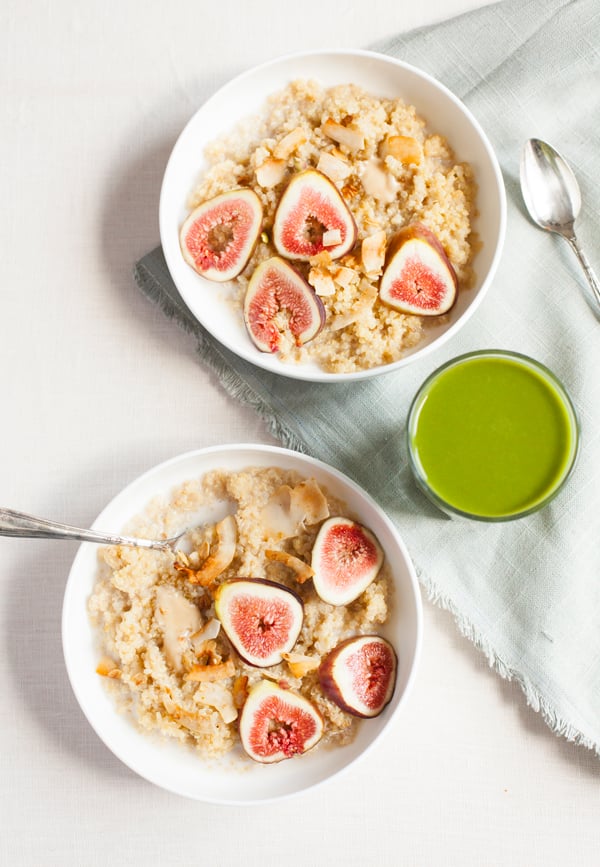 maple vanilla quinoa porridge with fresh figs