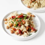 Quinoa with Garlic Roasted Cherry Tomatoes & Chickpeas | The Full Helping