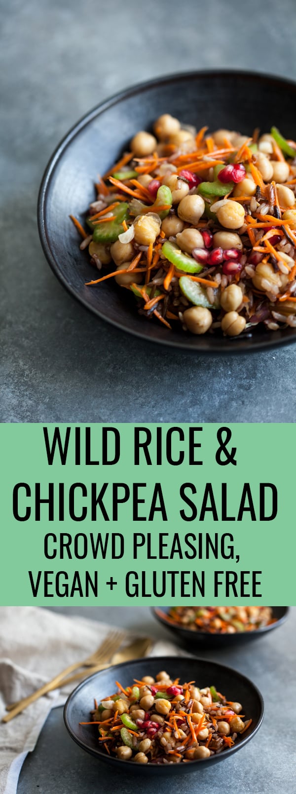 A nutritious, festive, and simple wild rice & chickpea salad that's sure to please a crowd!