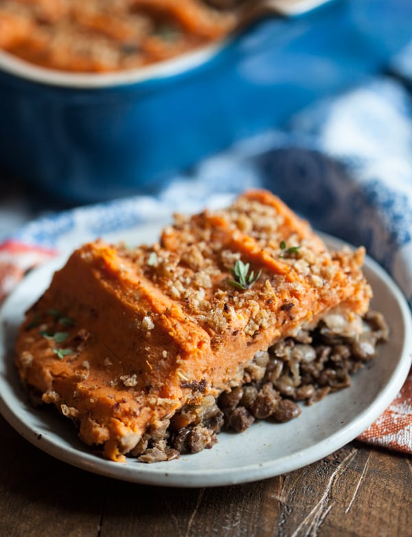 Vegan Sweet Potato and Lentil Shepherd's Pie | Homemade Vegan Thanksgiving Recipes For A Healthful Celebration