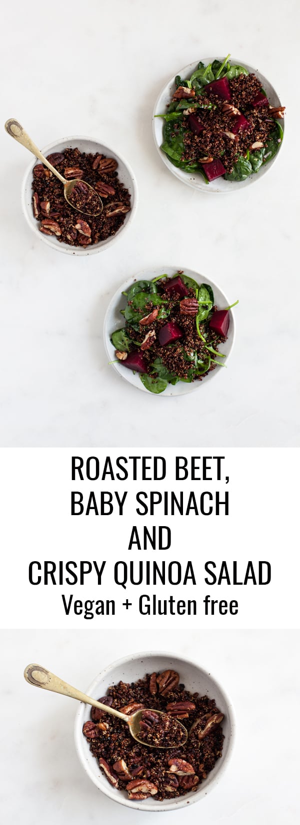 Roasted Beet, Baby Spinach, and Toasted Quinoa Salad -- perfect for holiday meals and entertaining!| The Full Helping
