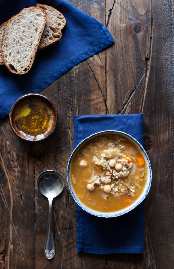 Rustic Cabbage, Chickpea, and Wild Rice Soup