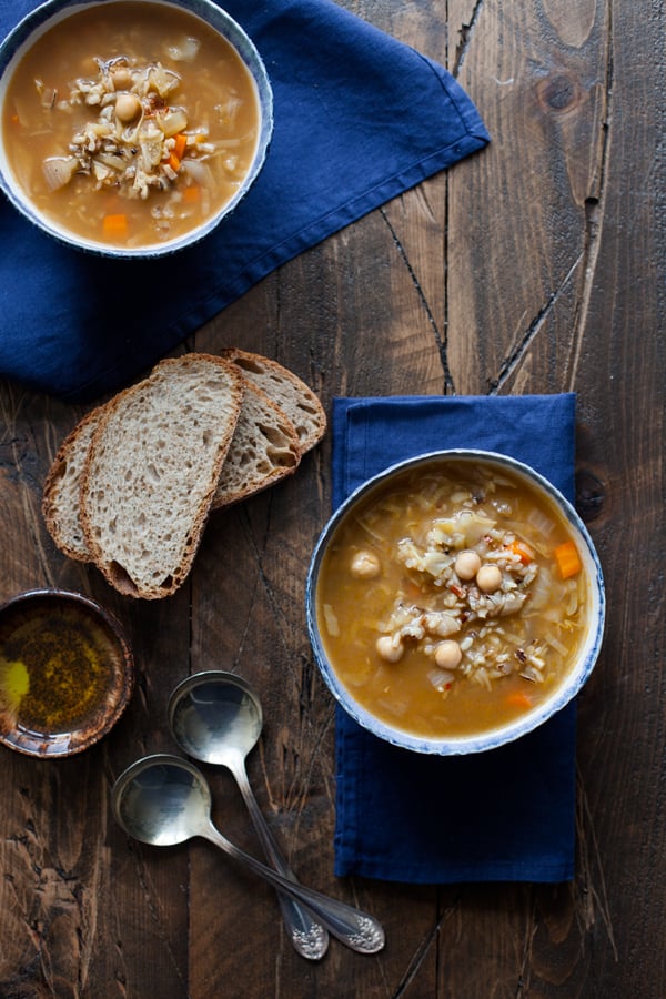 Rustic Cabbage, Chickpea, and Wild Rice Soup