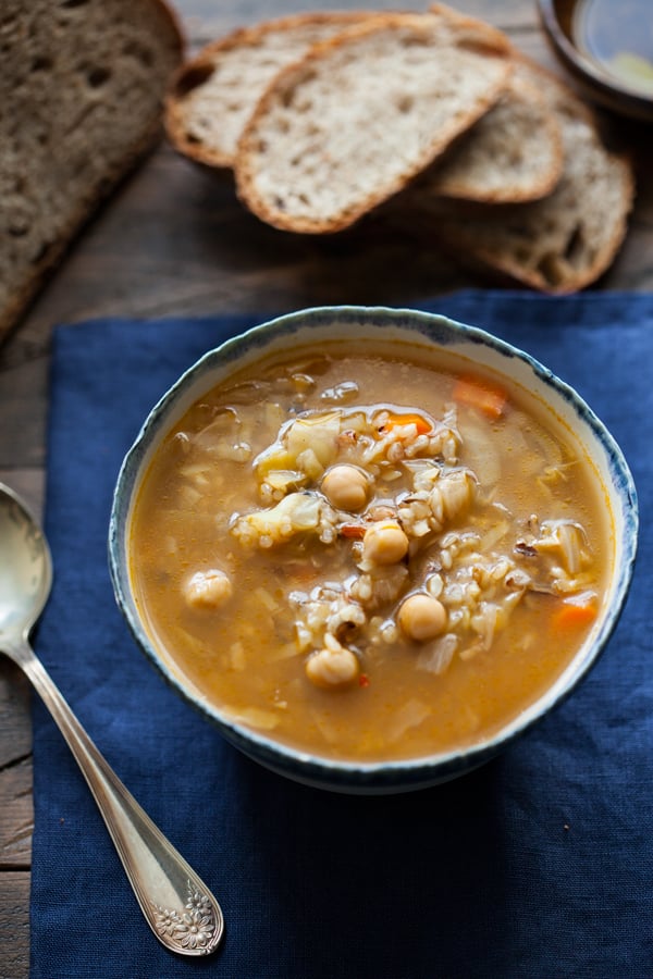 Rustic Cabbage, Chickpea, and Wild Rice Soup