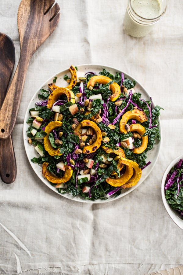 Kale+Salad+with+Roasted+Delicata+Squash+and+Orange+Maple+Hemp+Dressing+-+edibleperspective