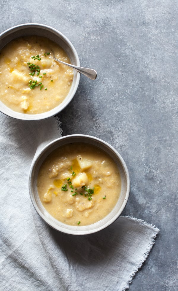 Creamy vegan potato leek soup | The Full Helping