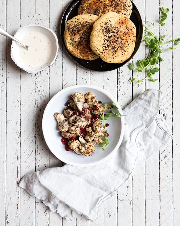 cauliflower+shawarma+++homemade+(gf+df)+chickpea+pita+bread+-+what's+cooking+good+looking