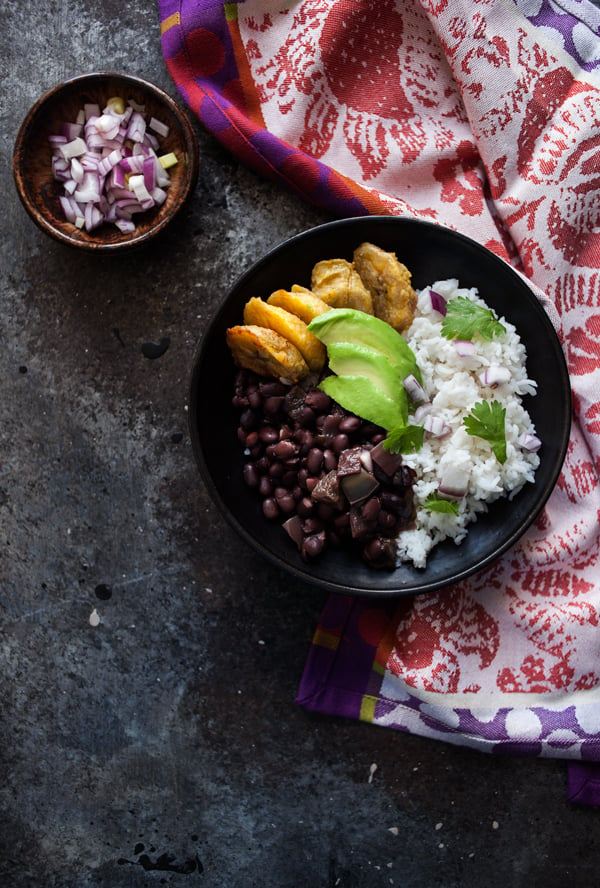 Cuban Black Bean and Cilantro Lime Rice Bowls with Baked Plantains | The Full Helping