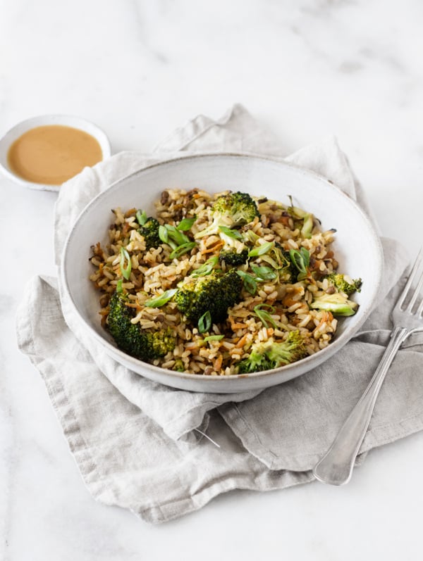 Quick Easy Brown Rice Lentil Stir Fry With Peanut Butter Sauce