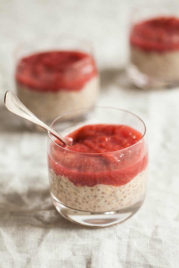 Vanilla Chia Overnight Oats with Easy Stewed Rhubarb | The Full Helping