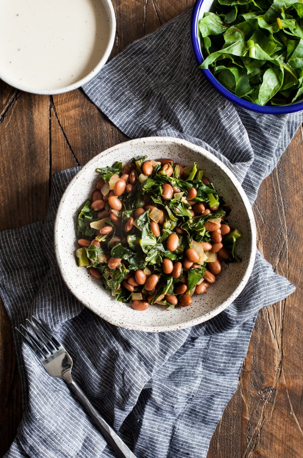 Simple Stewed Pinto Beans and Collard Greens | The Full Helping