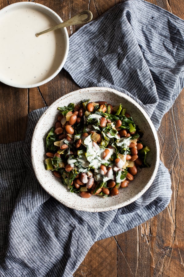 Simple Stewed Pinto Beans and Collard Greens | The Full Helping