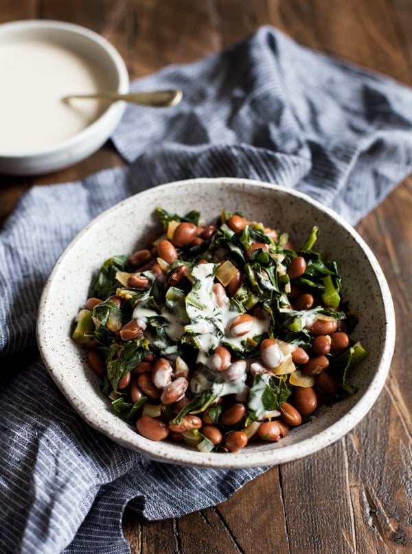 Simple Stewed Pinto Beans and Collard Greens | The Full Helping