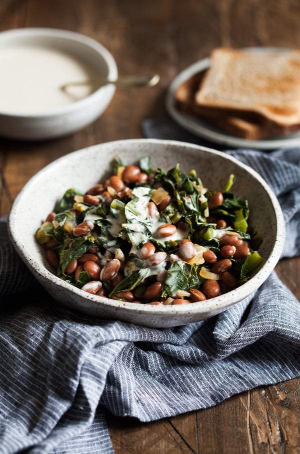 Simple Stewed Pinto Beans and Collard Greens | The Full Helping