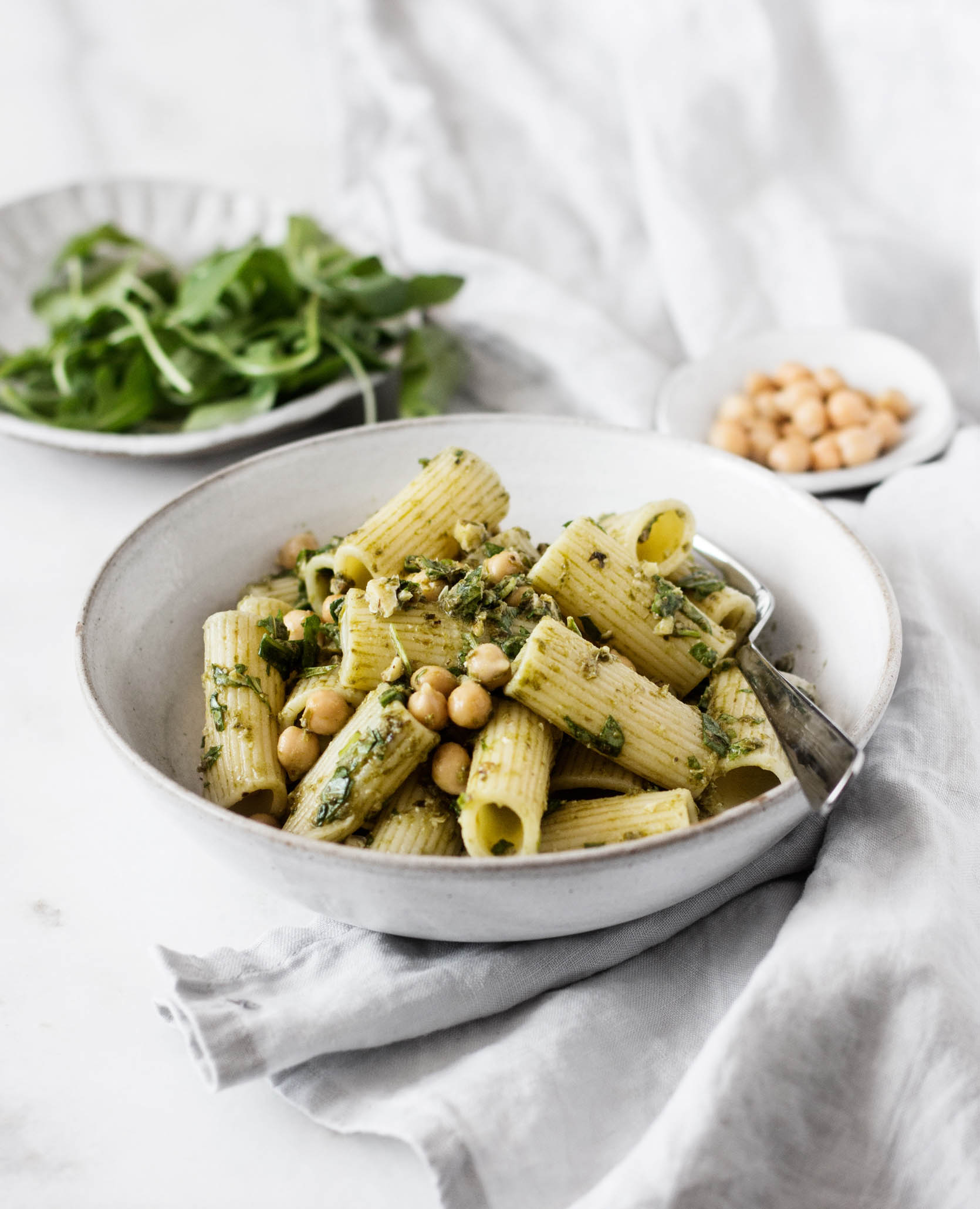 Chickpea Pesto Pasta Salad | The Full Helping