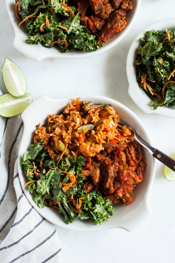 Spicy Seitan Sofrito Bowls | The Full Helping