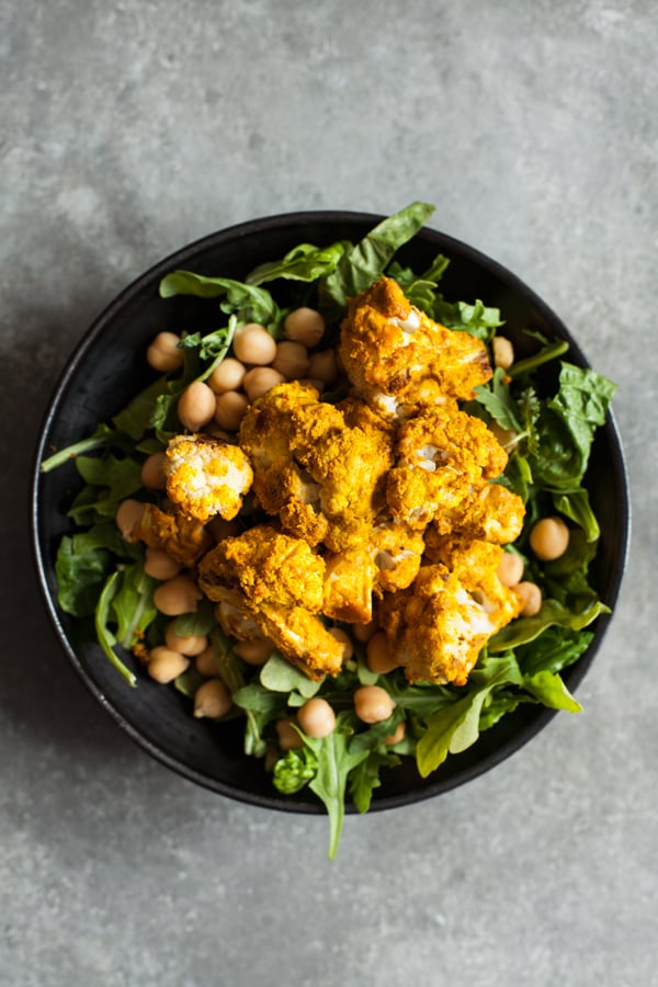 Tandoori Cauliflower Chickpea Bowls with Creamy Cashew Raita | The Full Helping