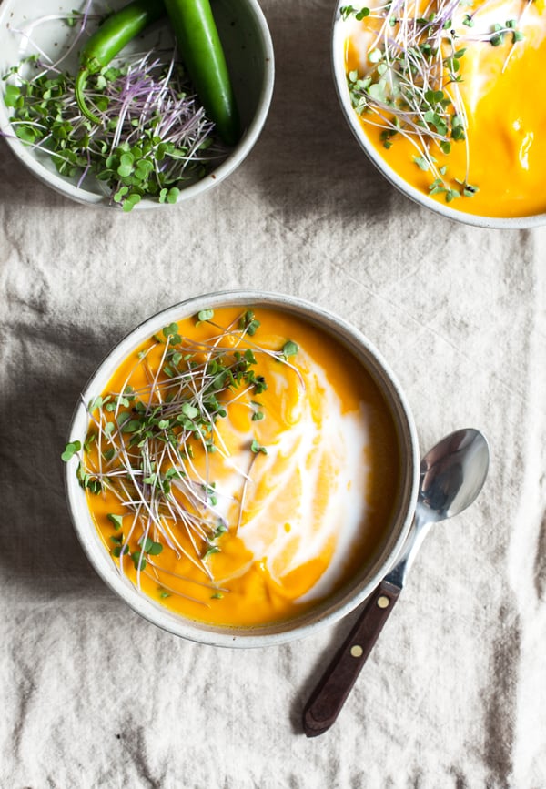 Hot or Cold Thai Carrot Coconut Lemongrass Soup | The Full Helping