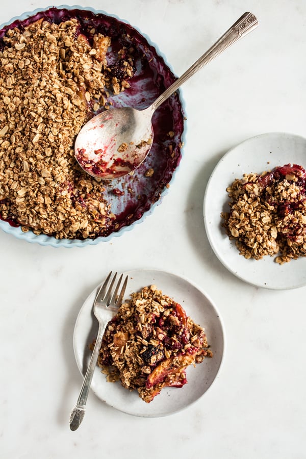 Berry Peach Chickpea Flour Breakfast Crisp | The Full Helping