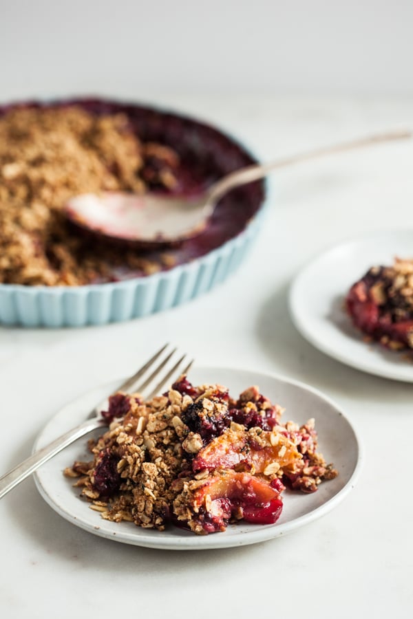 Berry Peach Chickpea Flour Breakfast Crisp | The Full Helping