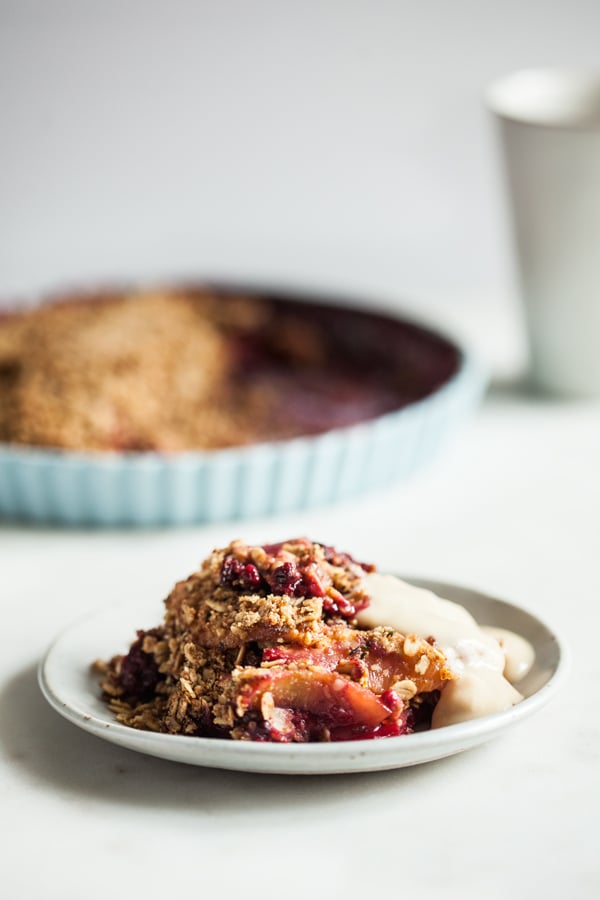 Berry Peach Chickpea Flour Breakfast Crisp | The Full Helping