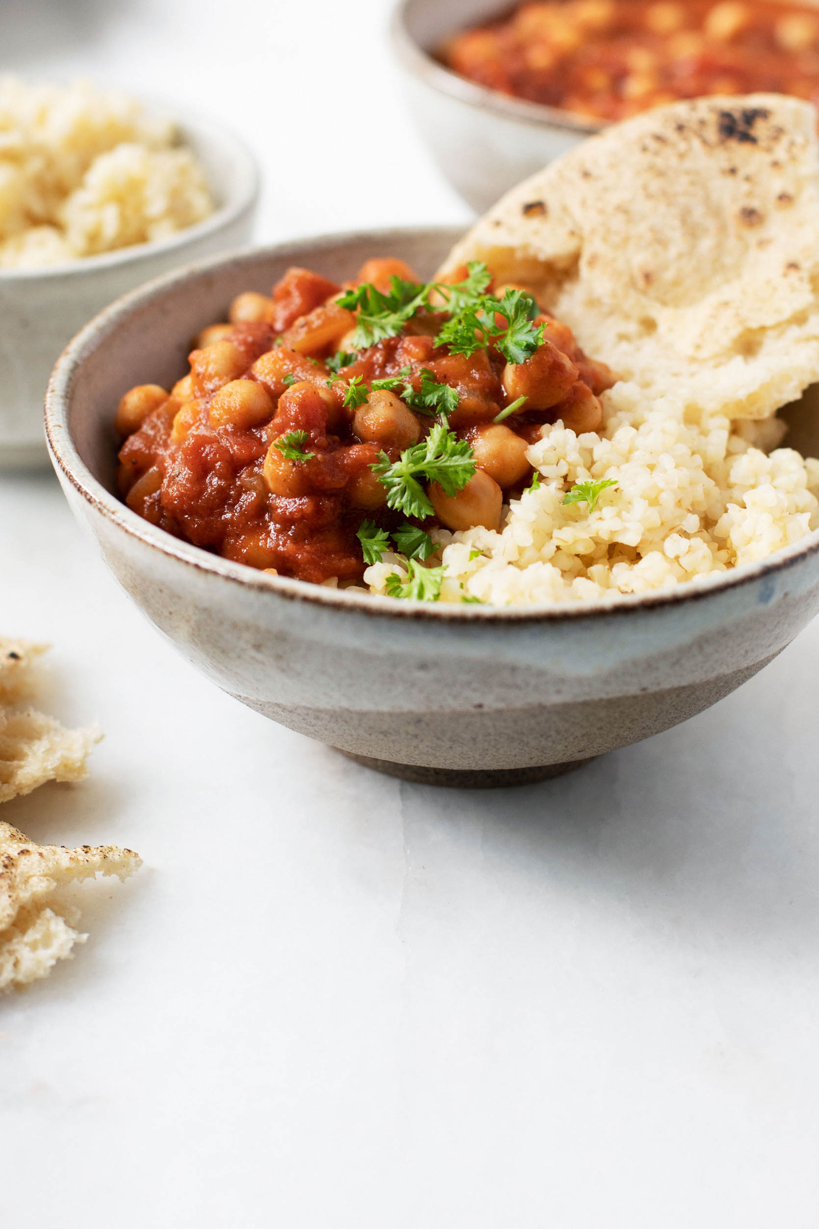 Moroccan Chickpea Tomato Stew Close Up | The Full Helping