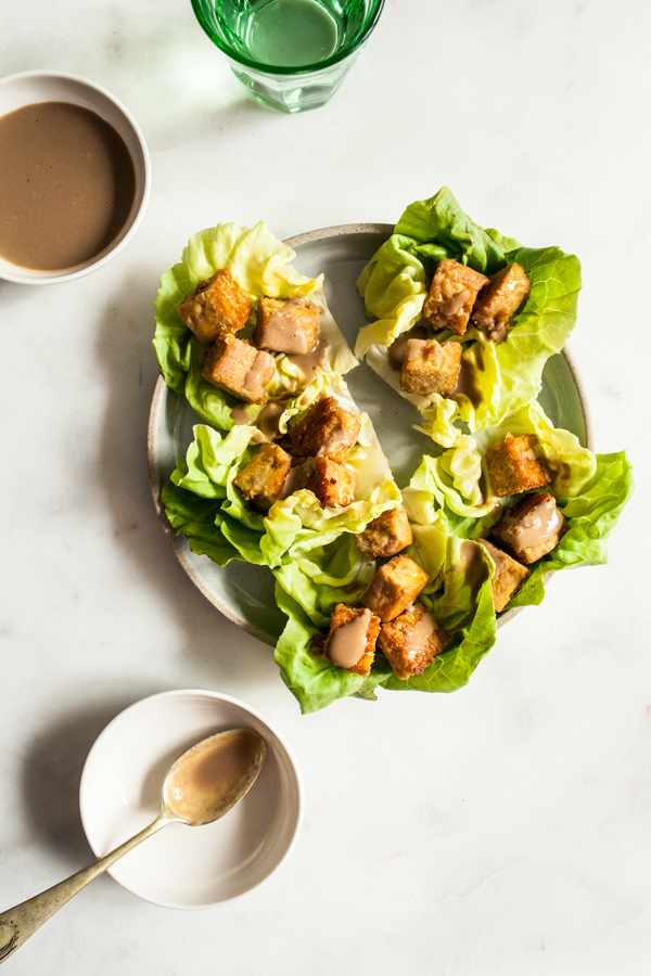 Spicy Peanut Tempeh Lettuce Wraps | The Full Helping