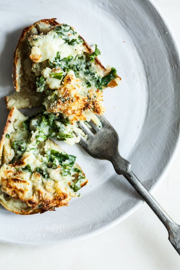 loaded garlic kale potatoes