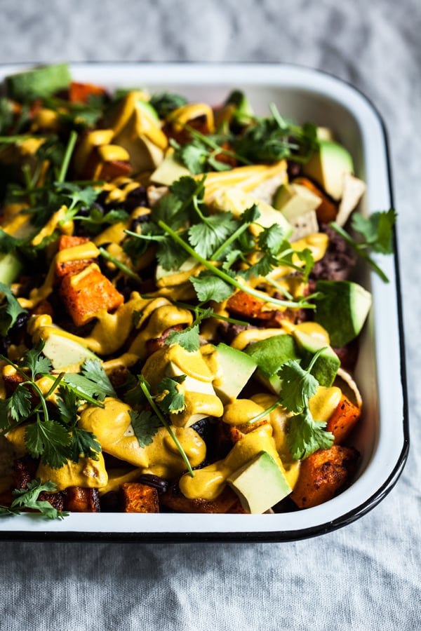 Vegan Butternut Black Bean Nachos | The Full Helping