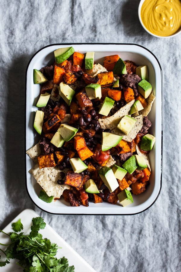 Vegan Butternut Black Bean Nachos | The Full Helping