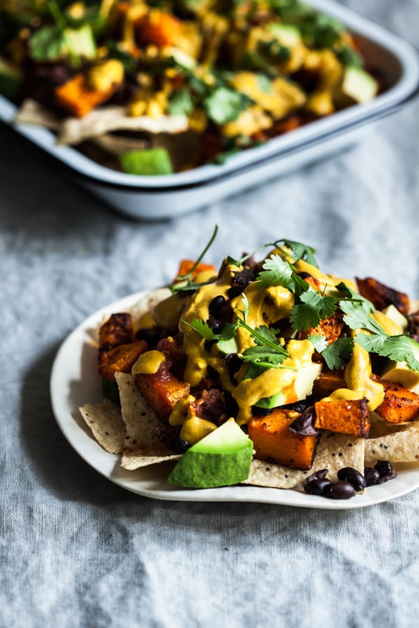 Vegan Butternut Black Bean Nachos | The Full Helping