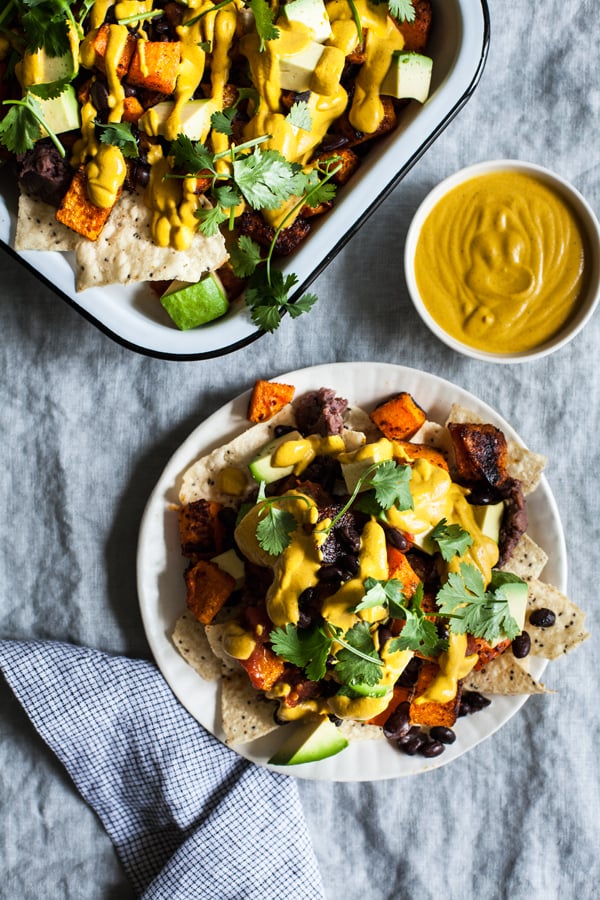 Vegan Butternut Black Bean Nachos | The Full Helping