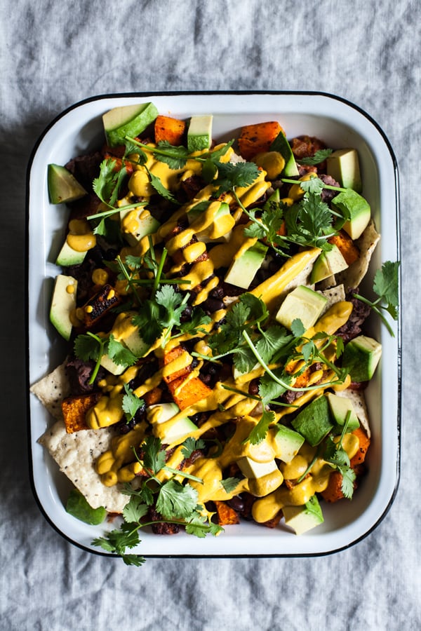 Vegan Butternut Black Bean Nachos | The Full Helping