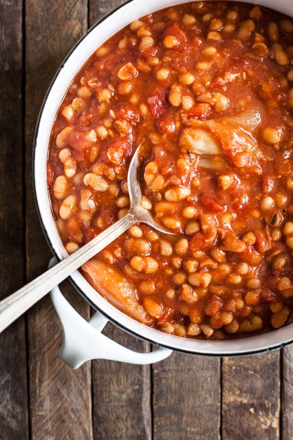 Slow Cooker Tomato White Beans | The Full Helping