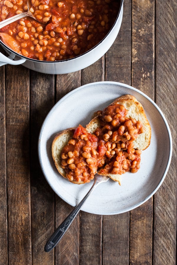Slow Cooker Tomato White Beans | The Full Helping