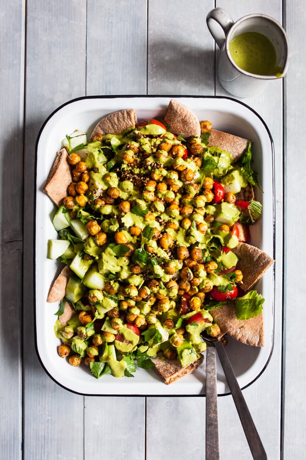 Fattoush Nachos with Crispy Za'atar Roasted Chickpeas | The Full Helping