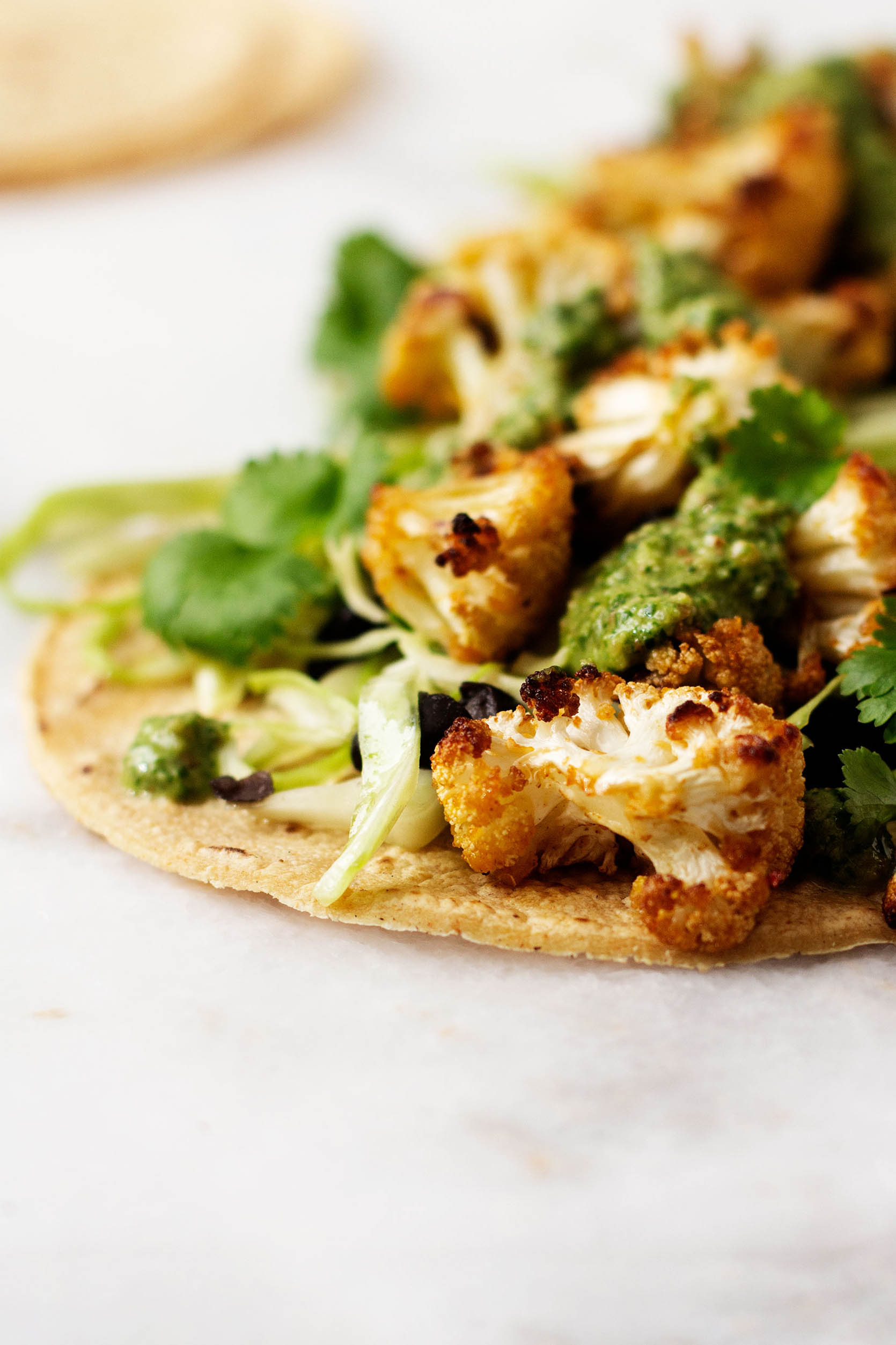 Crispy Cauliflower Chimichurri Tacos | The Full Helping