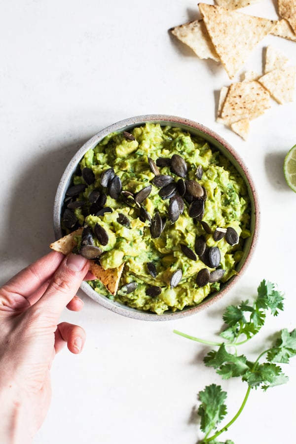 Kathryne Taylor's Best-Ever Guacamole with Toasted Pepitas & Chipotle Sauce | The Full Helping