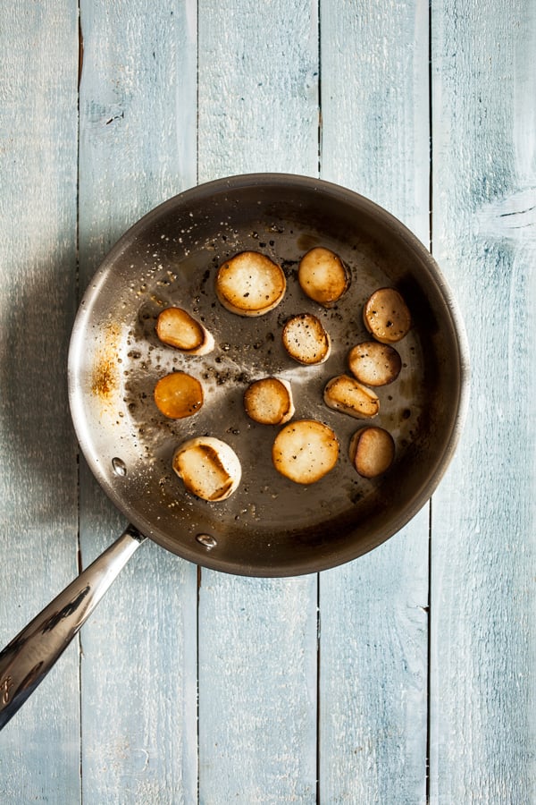 Summer Pasta with Mushroom Scallops, Burst Cherry Tomatoes & Zucchini | The Full Helping Summer Pasta with Mushroom Scallops, Burst Cherry Tomatoes & Zucchini | The Full Helping
