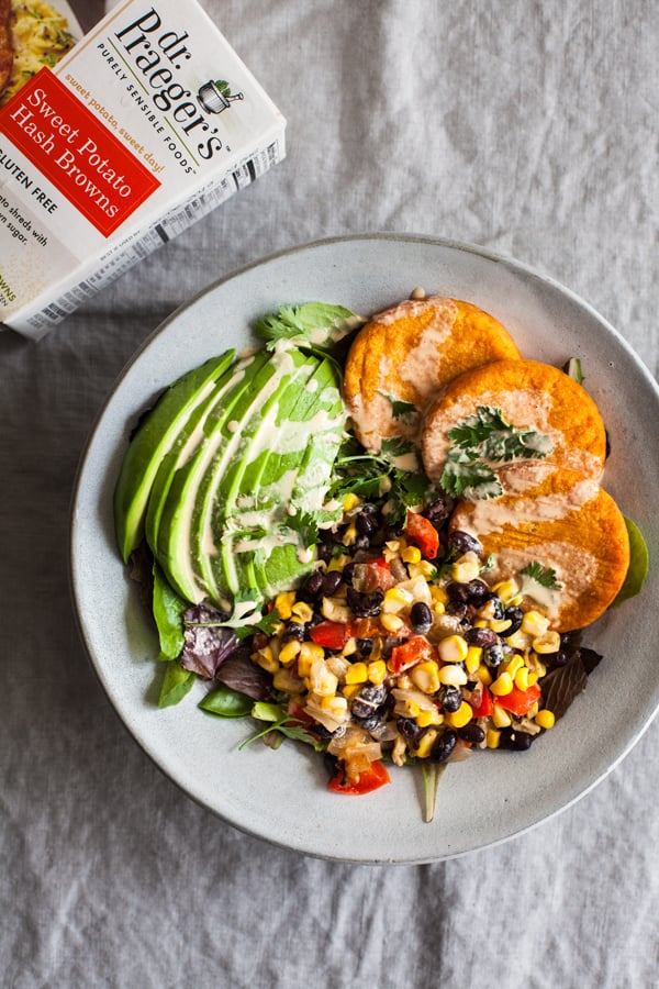 Southwestern Sweet Potato Hash Brown & Black Bean Breakfast Bowls | The Full Helping