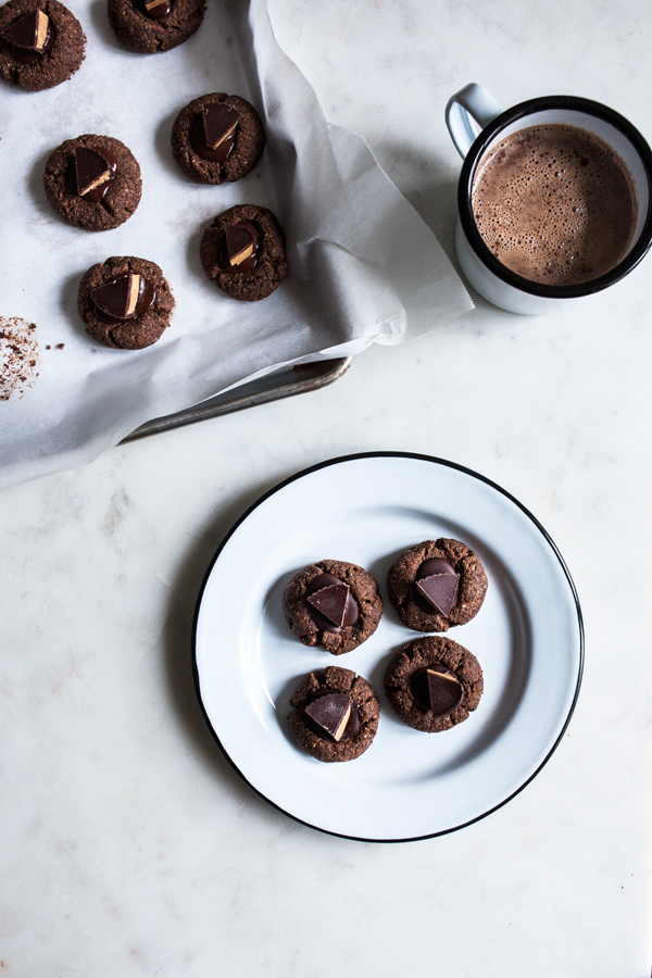 Salted Chocolate Peanut Butter Cup Thumbprints | The Full Helping