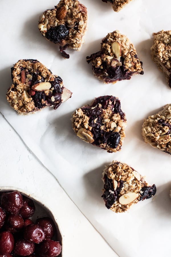 Sweet Cherry Oat Crumble Bars | The Full Helping