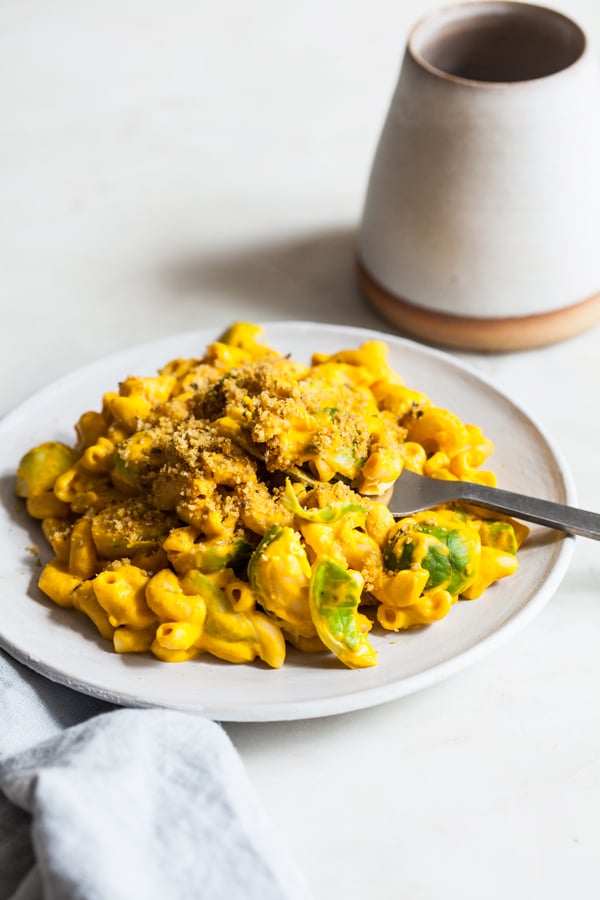 Creamy Vegan Carrot Mac with Walnut Herb “Parmesan”