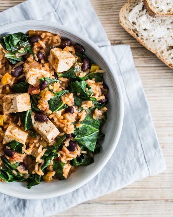 Rice, Beans, Tofu and Greens | The Full Helping