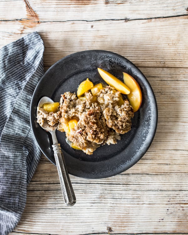 Skillet Baked Oatmeal with Summer Stone Fruit