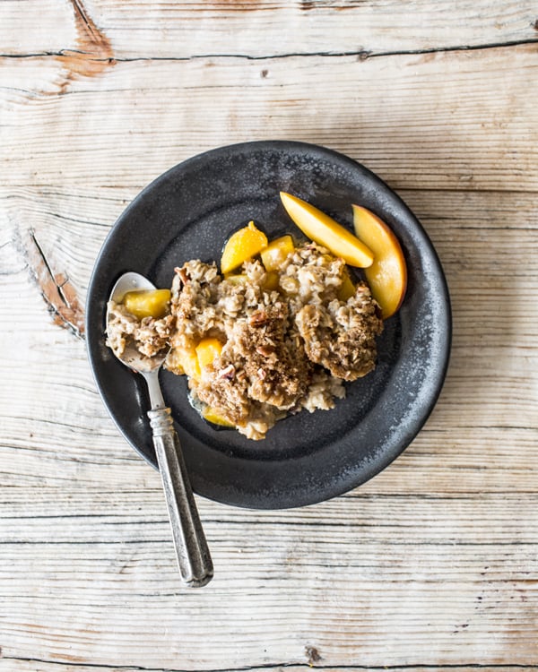 Skillet Baked Oatmeal with Summer Stone Fruit | The Full Helping