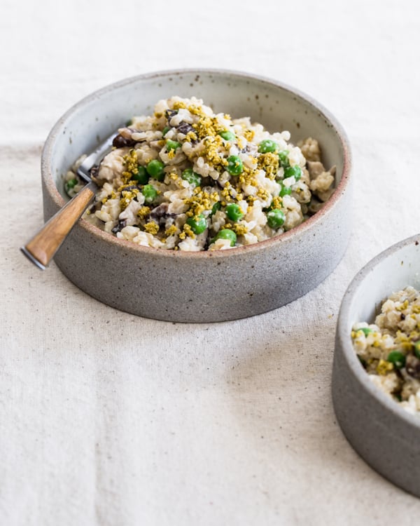 Creamy Brown Rice with Shiitakes & Peas